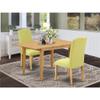 East West Furniture NOEN3-OAK-07 3 Piece Dining Set Contains a Rectangle Dining Room Table with Butterfly Leaf and 2 Limelight Linen Fabric Upholstered Chairs, 32x54 Inch, Oak view 2