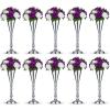 10 Pcs Tabletop Silver Metal Wedding Flower Trumpet Vase, 16.5 inch Table Decorative Centerpiece Artificial Flower Arrangements for Anniversary Ceremony Party Birthday Event Home Decoration (Silver) view 1