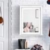 Tangkula Bathroom Cabinet with Mirror, Mirrored Wall-Mounted Storage Medicine Cabinet w/Single Door & Adjustable Shelf in 5 Positions, Multipurpose Wall Cabinet for Bathroom (White) view 4