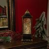Alpine Corporation 11" H Indoor Lantern Snowman Snow Globe Holiday Decoration with LED Light, Bronze, Christmas Decoration view 2