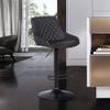 Armen Living Anibal Modern Swivel Adjustable Height Barstool with Gray Faux Leather and Black Metal Finish view 2