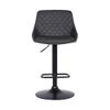Armen Living Anibal Modern Swivel Adjustable Height Barstool with Gray Faux Leather and Black Metal Finish view 3