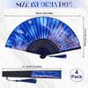 Aneco 4 Pack Folding Fans Handheld Silk Fans view 2