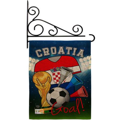 World Cup Croatia Soccer Burlap Garden Flag Set Wall Holder Sports Game Goal Ball Football Entertainment Activity Physical Small Decorative Gift Yard House Banner Double-Sided Made In USA 13 X 18.5