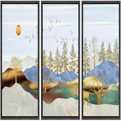 SIGNWIN 3 Piece Framed Canvas Wall Art Abstract Landscape Canvas Prints Home Artwork Decoration for Living Room,Bedroom - 16"x24"x3 Panels