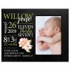 LifeSong Milestones Personalized Baby Birth Arrival Announcement - Newborn Stats Pink Flower Nursery Picture Frame Decor for Boys and Girls 8 x 10 Frame Holds 4 x 6 Photo (Black) view 1