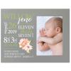 LifeSong Milestones Personalized Baby Birth Arrival Announcement - Newborn Stats Pink Flower Nursery Picture Frame Decor for Boys and Girls 8 x 10 Frame Holds 4 x 6 Photo (Grey) view 1