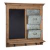 Kate and Laurel Idamae Wood Framed Chalkboard Wall Organizer with Mail Holders and Key Hooks, 28" x 25", Rustic Brown, Farmhouse-Inspired Chalkboard view 1