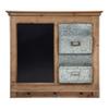 Kate and Laurel Idamae Wood Framed Chalkboard Wall Organizer with Mail Holders and Key Hooks, 28" x 25", Rustic Brown, Farmhouse-Inspired Chalkboard view 2