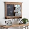 Kate and Laurel Idamae Wood Framed Chalkboard Wall Organizer with Mail Holders and Key Hooks, 28" x 25", Rustic Brown, Farmhouse-Inspired Chalkboard view 4