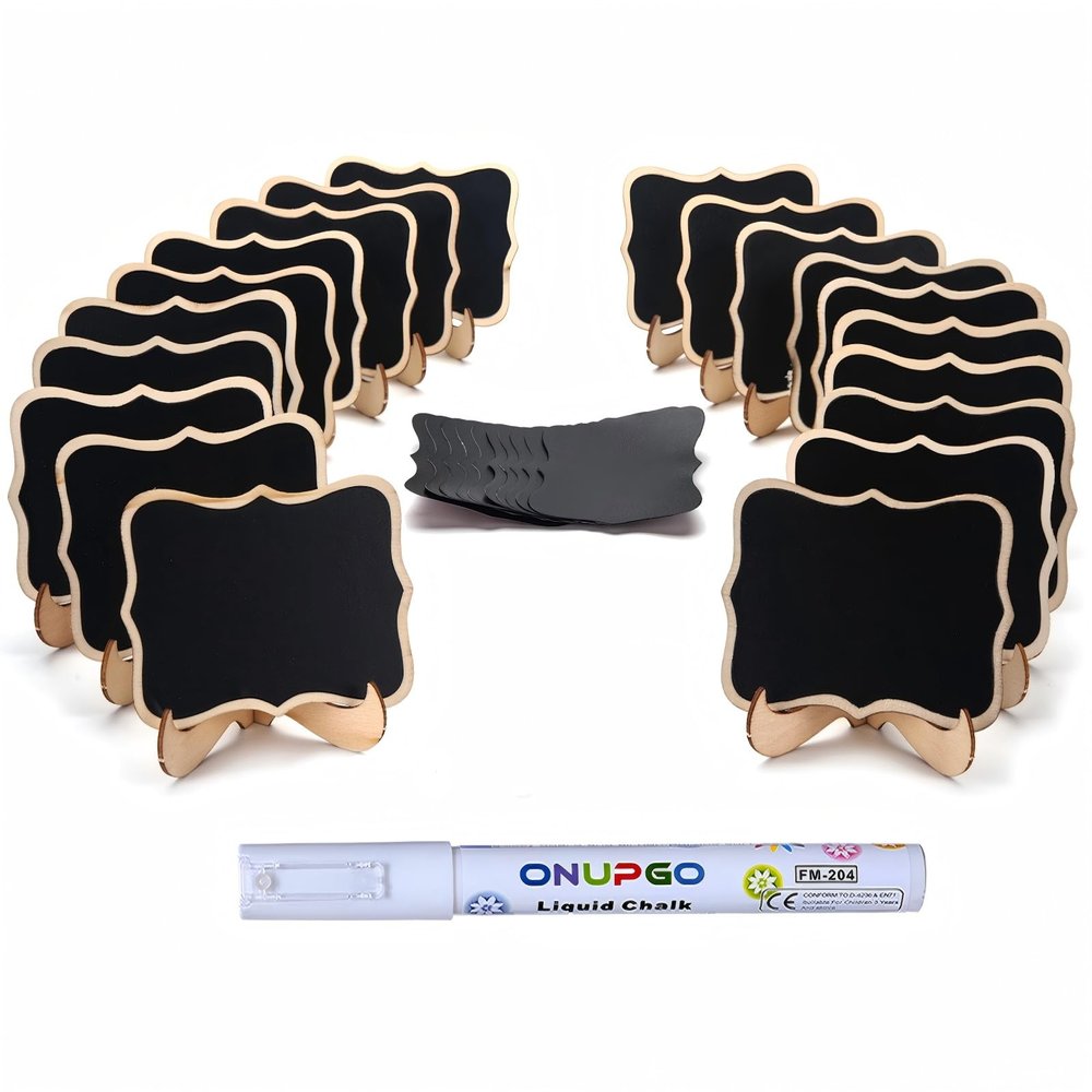 Mini Chalkboard Signs, 20 Pack Small Chalkboard Labels Table Signs with Easel Stand, Wooden Blackboards for Wedding Decor, Party Buffet Display, Place Cards, Food Labels