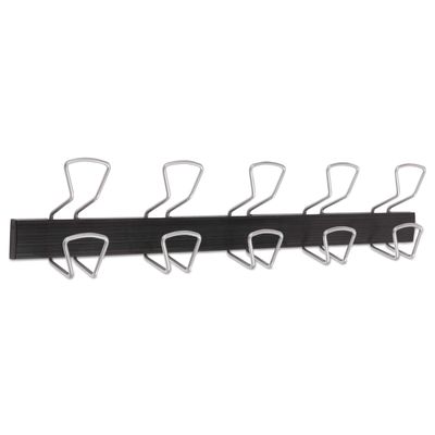 ALBA PMPRO5M Wall-Mount Coat Hooks, Metal, Silver, 22 lb, 29.92-Inch x 2.95-Inch x 6.45-Inch