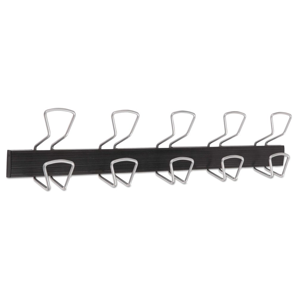 ALBA PMPRO5M Wall-Mount Coat Hooks, Metal, Silver, 22 lb, 29.92-Inch x 2.95-Inch x 6.45-Inch