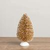 Factory Direct Craft Set of 4 Snow Dusted Gold Glittery Bottle Brush Trees. view 1