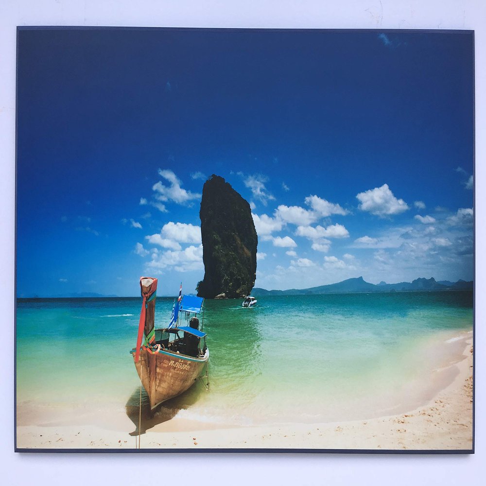 Framed Thailand Beach Photograph Laminated on Wood Home Decor Modern Look