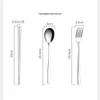 Frolahouse Portable 5 Pieces Flatware Set, Reusable 304 Stainless Steel Fork Spoon, Chopsticks, Juice Straw, Smoothie Straw and Cleaning Brush, Durable Travel Cutlery Set view 3
