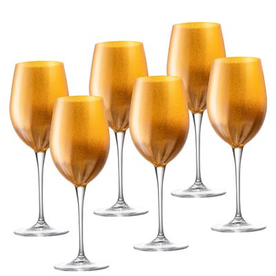 Barski Goblet - Red Wine Glass - Water Glass - Glass is Decorated in Gold - Stemmed Glasses - Set of 6 Goblets - Glass Crystal - 18 oz Made in Europe