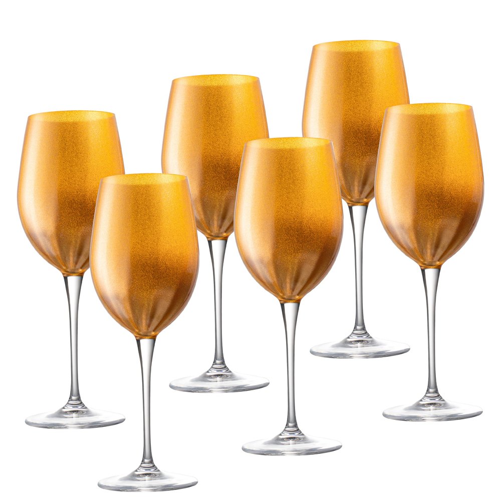 Barski Goblet - Red Wine Glass - Water Glass - Glass is Decorated in Gold - Stemmed Glasses - Set of 6 Goblets - Glass Crystal - 18 oz Made in Europe