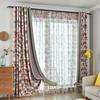 Jarl home Patio Blackout Curtains for Kids Bedroom, Orange Triangle and Solid Grey Color Sitiching Window Black Out Draperies, 2 Panels Grommet Mix and Match Curtain for Living Room view 3