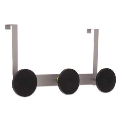 ALBA PMS3P Over The Door Coat Hook, Metal & Plastic, 3 Pegs, Black