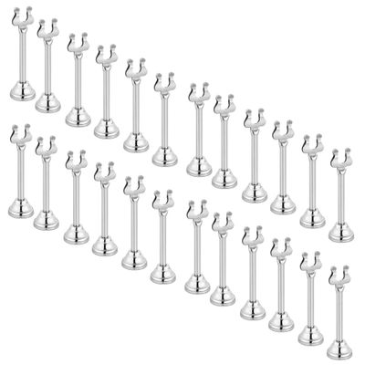 Alpine Industries 3" Harp Style Place Card Holder - Table Card Holder - Tabletop Menu Holder - Table Number Holder -Great for Restaurants, Weddings Banquets - Silver (24 Pack)
