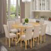 East West Furniture VAAB9-OAK-04 9 Piece Dining Table Set Includes an Oval Dining Room Table with Butterfly Leaf and 8 Light Tan Linen Fabric Parsons Chairs, 40x76 Inch, Oak view 2