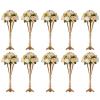 10 Pcs Tabletop Gold Metal Wedding Flower Trumpet Vase, 16.5 inch Table Decorative Centerpiece Artificial Flower Arrangements for Anniversary Ceremony Party Birthday Event Home Decoration (Gold) view 1