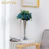 10 Pcs Tabletop Silver Metal Wedding Flower Trumpet Vase, 14 inch Table Decorative Centerpiece Artificial Flower Arrangements for Anniversary Ceremony Party Birthday Event Home Decoration (Silver) view 3
