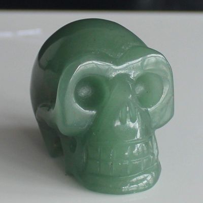 2'' Hand Carved Mixed Gemstone Skull Figurine Carving Home Decor (Green Aventurine)