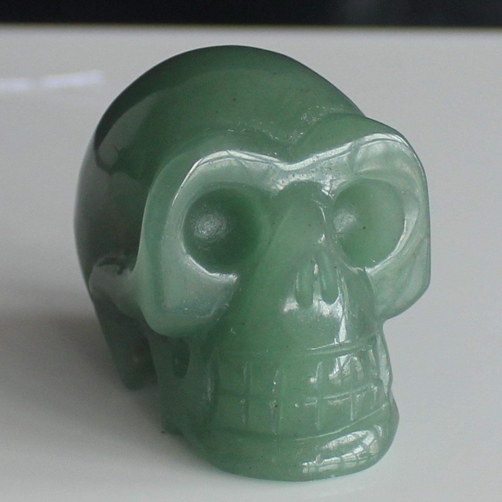 2'' Hand Carved Mixed Gemstone Skull Figurine Carving Home Decor (Green Aventurine)