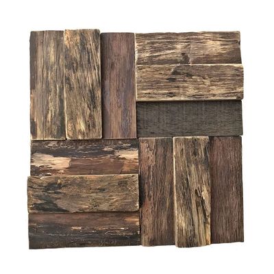 11 7/8"W x 11 7/8"H x 3/4"P Boca Boat Wood Mosaic Wall Tile, Natural Finish