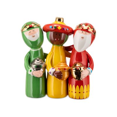 Alessi AGJ01 4 Uno, Due, TRE Re Magi - Design Nativity Scene Figurine, Hand Decorated Porcelain, Three Wise Men Characters