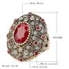 Bansriracha Indian Jewelry Boho Big Black Red Green Stone Ring Luxury Crystal Antique Gold Wedding Rings for Women (Red, 10) view 1