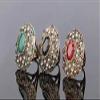 Bansriracha Indian Jewelry Boho Big Black Red Green Stone Ring Luxury Crystal Antique Gold Wedding Rings for Women (Red, 10) view 2