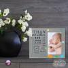 LifeSong Milestones Personalized Baby Birth Arrival Announcement - Newborn Stats Dinosaur Nursery Picture Frame Decor for Boys and Girls 8 x 10 Frame Holds 4 x 6 Photo (Grey) view 2