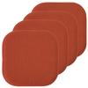 Sweet Home Collection Chair Cushion Memory Foam Pads Honeycomb Pattern Slip Non Skid Rubber Back Rounded Square 16" x 16" Seat Cover, 4 Pack, Rust view 1