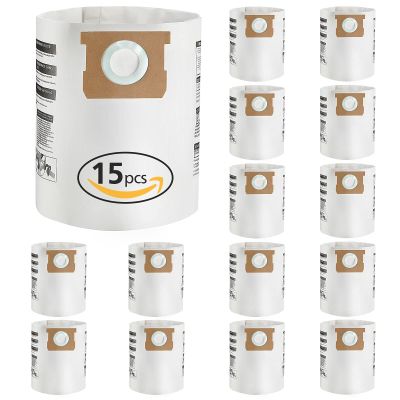 15 Pack 5-8 Gallon Replacement Filter Bags for Shop Vac Vacuum Type E-9066100, 90661, 9066133, Type H for S90671 9067100 9067133; VF2004, VHBS High- Efficiency Disposable Vaccum Filter Bags