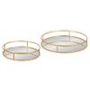 Kate and Laurel Felicia Modern Glam Metal Nesting Trays | Decorative Round Shape with Handles and Mirror Surface, Set of 2, Gold view 1