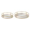 Kate and Laurel Felicia Modern Glam Metal Nesting Trays | Decorative Round Shape with Handles and Mirror Surface, Set of 2, Gold view 2
