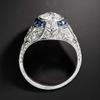 Bansriracha 925 Silver Sapphire Gemstone Round White Zircon Wedding Engagement Rings for Women Fine Jewelry Ring Gifts (Gem Color: Blue, 6) view 4