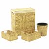 vidaXL Bathroom Set - 4 Piece Set with Laundry Basket, Rectangular Storage Baskets, and Trash Bin - Made of Durable Water Hyacinth and Iron Frame - Natural and Cream Liner view 1