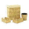 vidaXL Bathroom Set - 4 Piece Set with Laundry Basket, Rectangular Storage Baskets, and Trash Bin - Made of Durable Water Hyacinth and Iron Frame - Natural and Cream Liner view 2