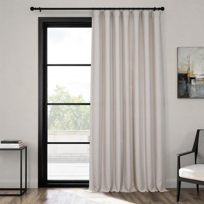 HPD Half Price Drapes - Faux Linen Curtains for Living Room (1 Panel) - 100W X 84L - Extra Wide Textured Room Darkening Curtains for Bedroom 84 Inches Long - Drapes for Home Decor, Birch