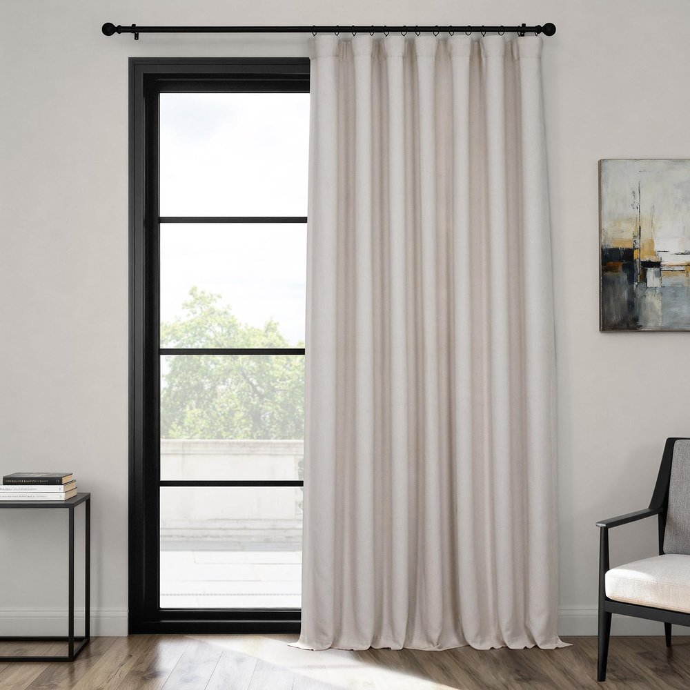 HPD Half Price Drapes - Faux Linen Curtains for Living Room (1 Panel) - 100W X 84L - Extra Wide Textured Room Darkening Curtains for Bedroom 84 Inches Long - Drapes for Home Decor, Birch
