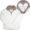 Pavilion Gift Company Love You Mom-XXLarge Women's Oversized Pull Over Quarter Zip Sherpa Sweatshirt, Cream view 1