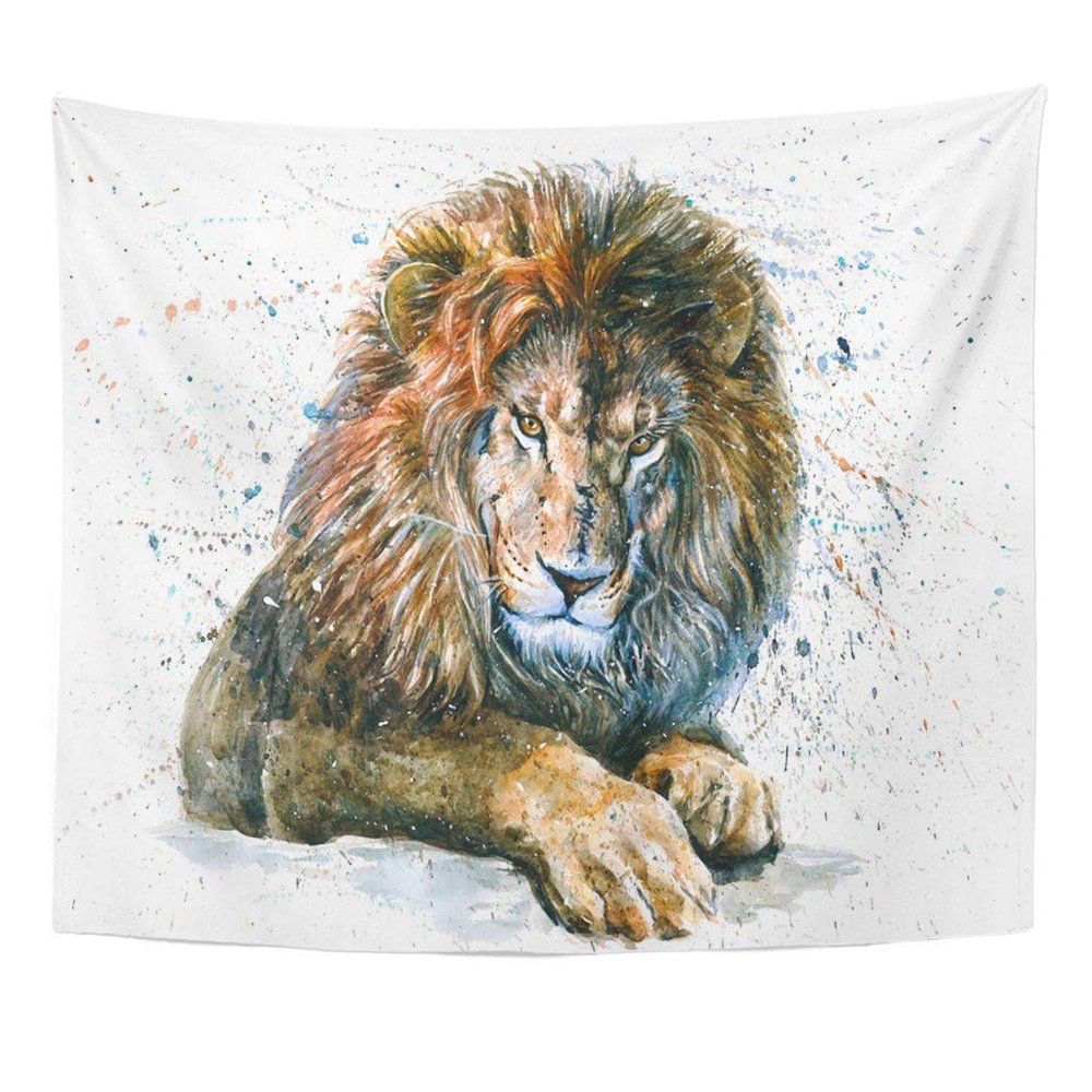 Suklly Suklly Male Lion Tapestry Bright Color Colour Tapestry 60 X 80 Inches for Home Dorm Picnic Mat Beach Towel