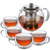 BTaT- Glass Tea Pot Set, Set of 4, Double Wall Glass Tea Cup and Kettle with Infuser view 1