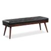 Poly & BARK 55" Tufted Leather Bed Bench for Bedroom End of Bed - Living Room Entry Way Bench - Pure Italian Leather Upholstery with a Solid Wood Frame - Ottoman Bench with Wooden Legs - Onyx Black view 1