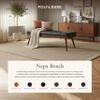 Poly & BARK 55" Tufted Leather Bed Bench for Bedroom End of Bed - Living Room Entry Way Bench - Pure Italian Leather Upholstery with a Solid Wood Frame - Ottoman Bench with Wooden Legs - Onyx Black view 4