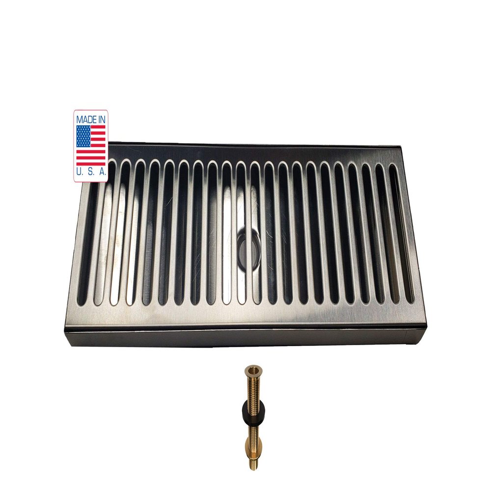 Bev Rite Drip Tray with Drain, 16 x 5, 16" X 5", Stainless Steel